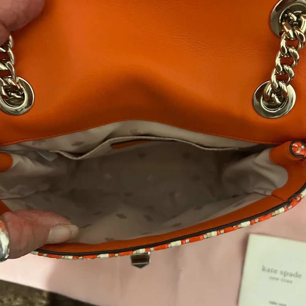 Kate Spade Orange & Cream Woven Crossbody Bag